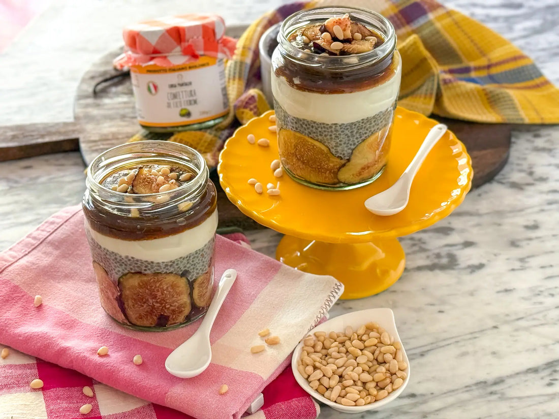 Chia pudding con fichi e confettura di fico fiorone