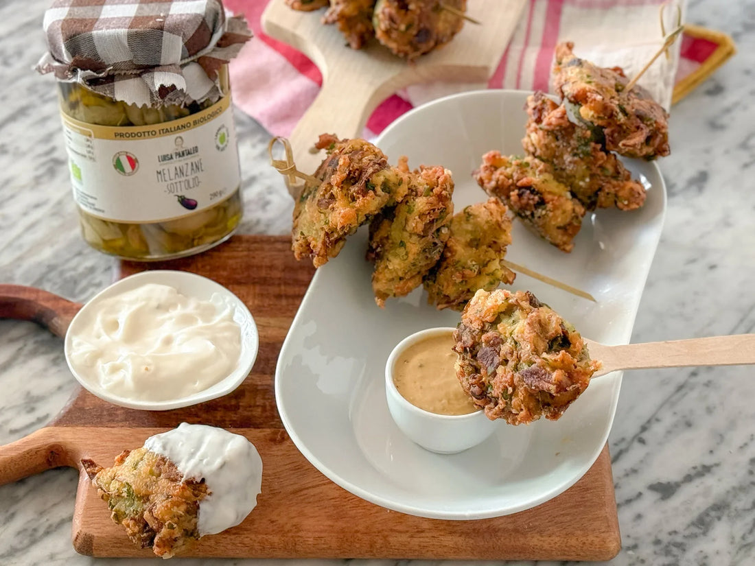 Frittelle con melanzane sott’olio