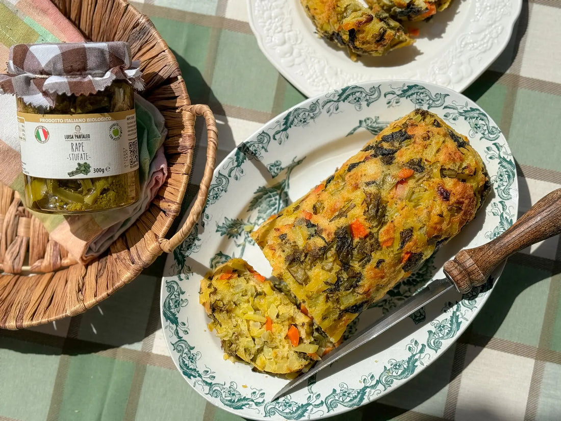 Polpettone di verdure con cime di rapa sott’olio