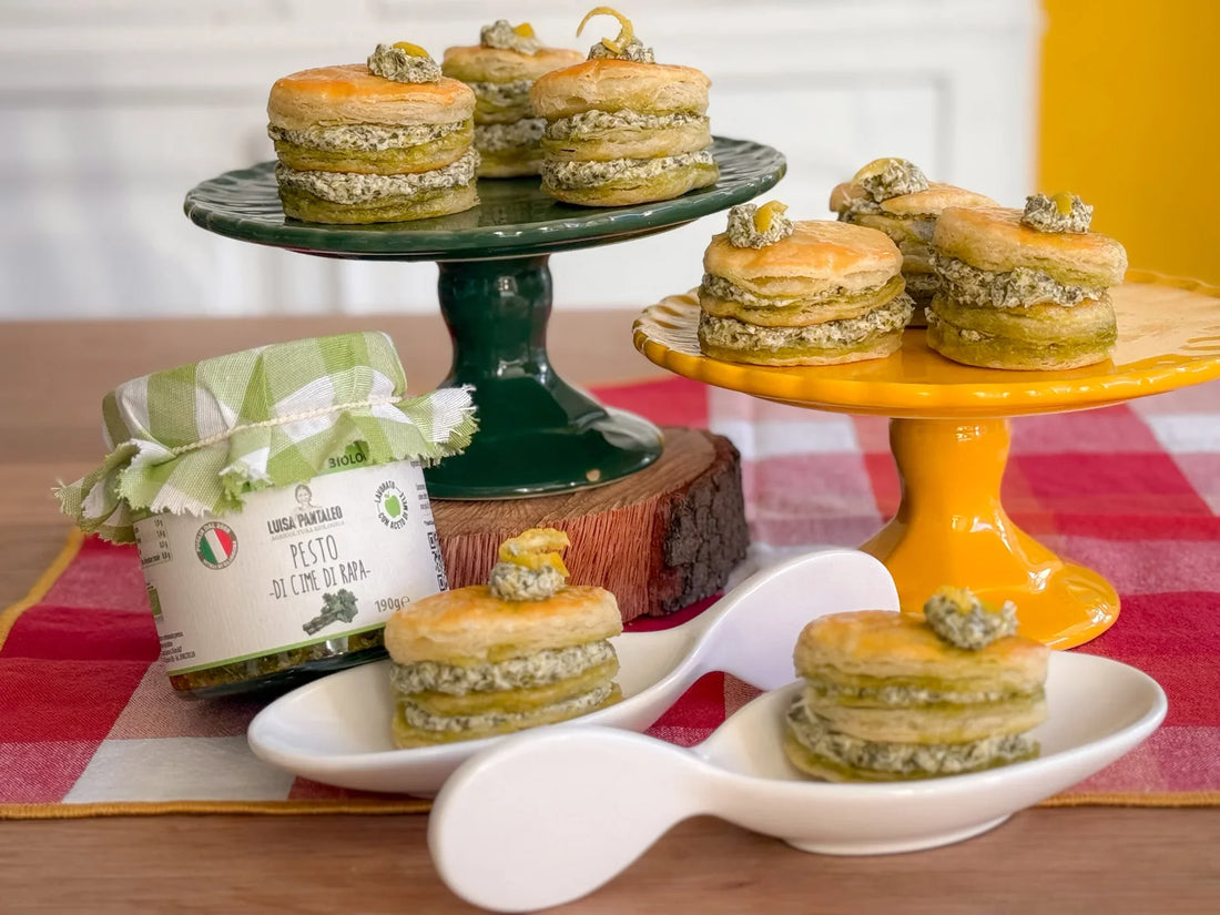 Millefoglie con pesto di Cime di Rapa