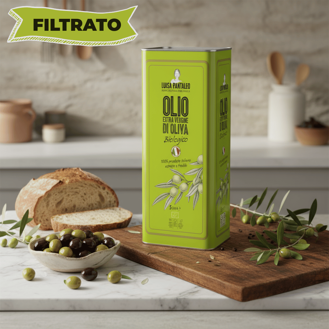 FILTRATO Olio extravergine d’Oliva Biologico Sostenibile 5 Litri – Nuovo raccolto 2025